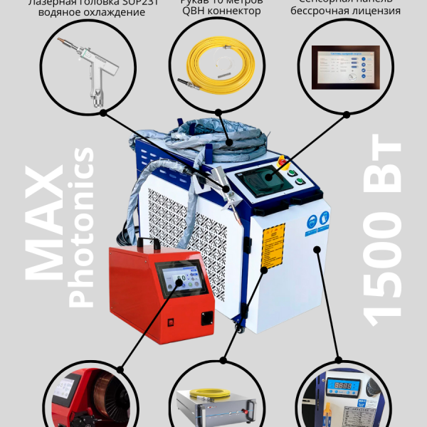 Лазерный сварочный аппарат 4 в 1 1500 Вт, станок очистки от ржавчины, резки, зачистки швов MAX SUP23T