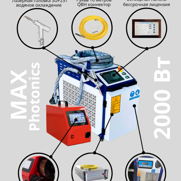 Лазерный сварочный аппарат 4 в 1 2000 Вт, станок очистки от ржавчины, резки, зачистки швов MAX SUP23T